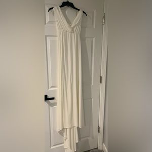White Velvet Maternity Dress